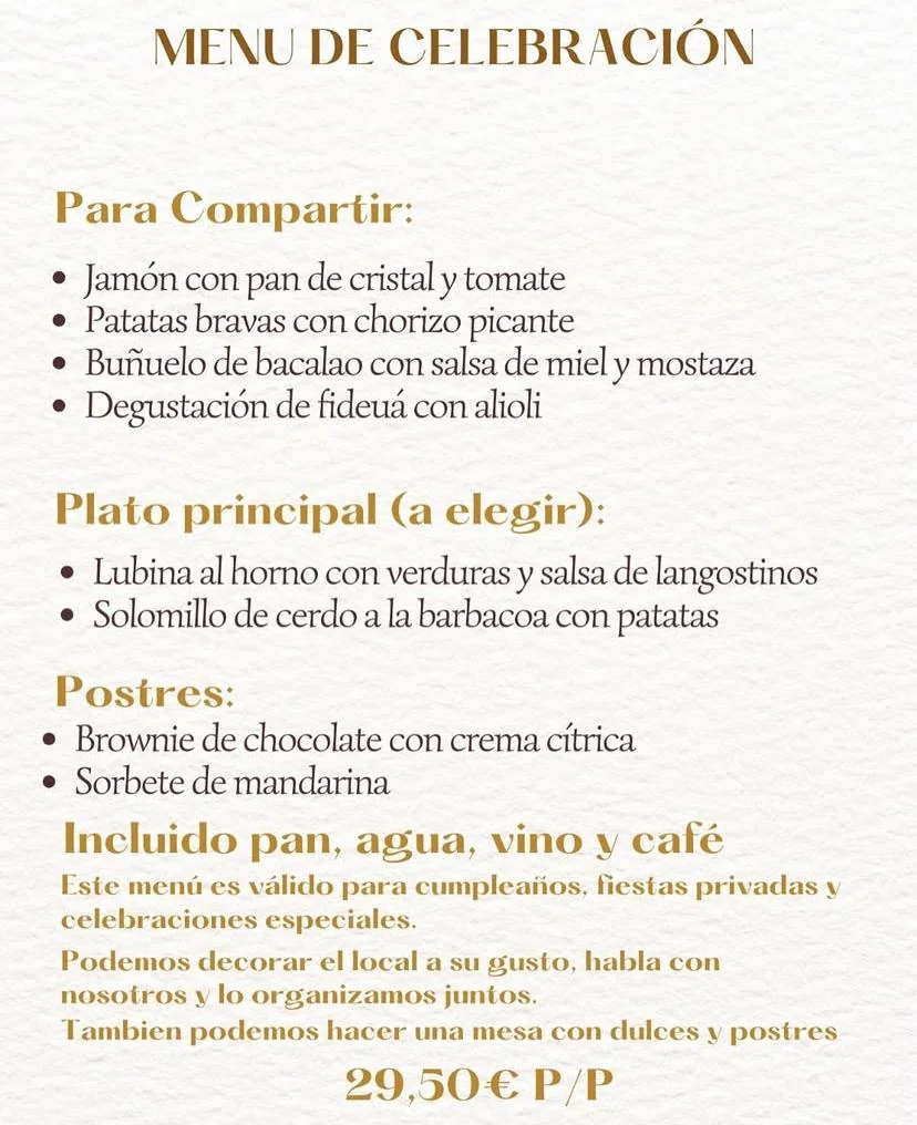 Menú de celebración, opción 1
