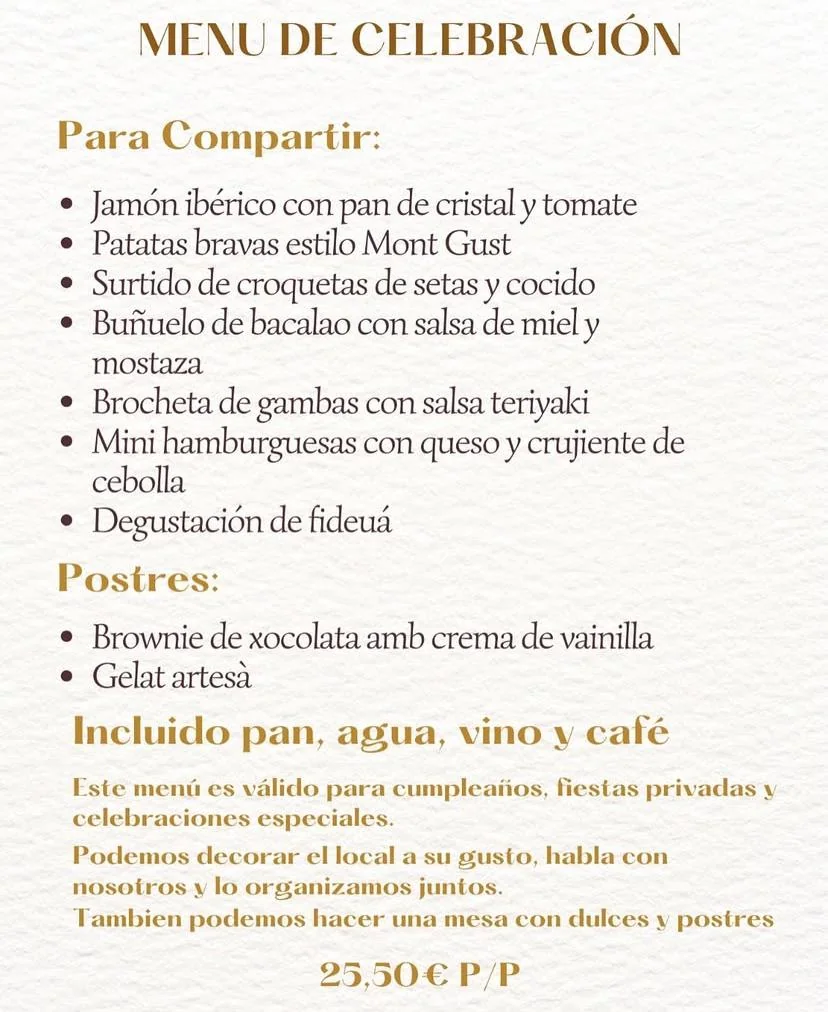 Menú de celebración, opción 2