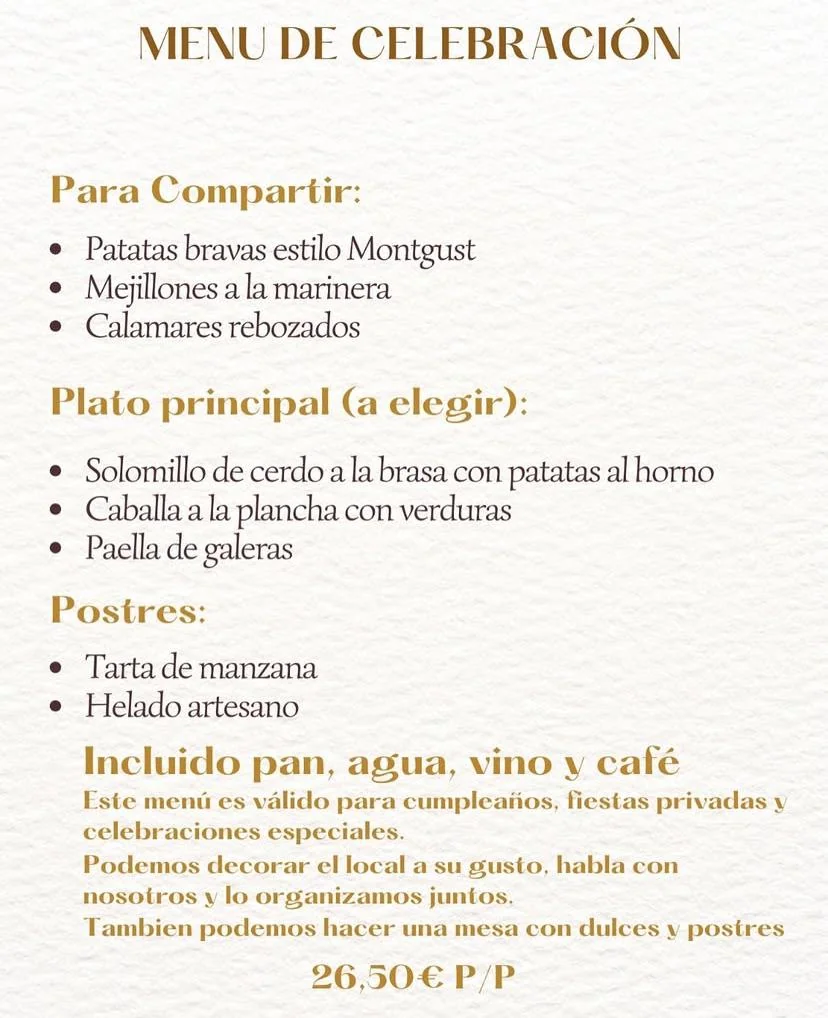 Menú de celebración, opción 3