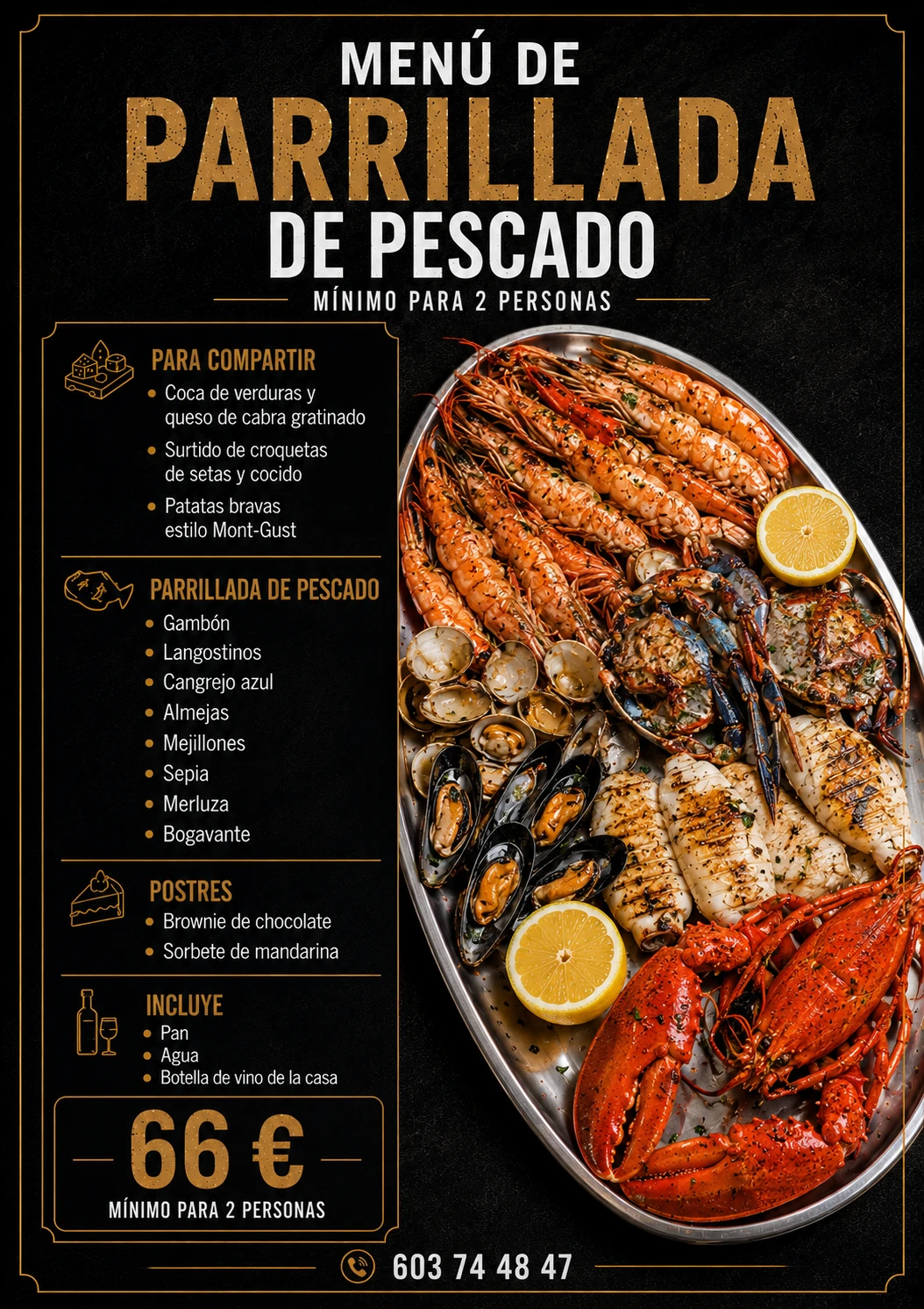 Menú de parrillada en castellano