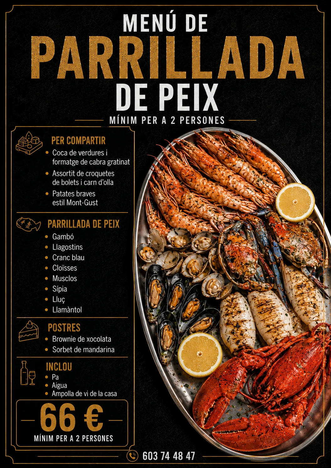 Menú de parrillada en catalán
